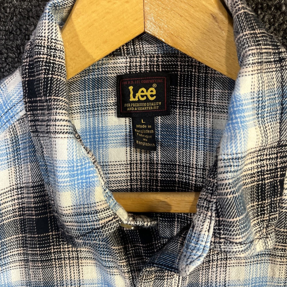 Lee Flannel Mens Large Blue Plaid Shirt‎ Jacket Outdoor - Picture 3 of 9